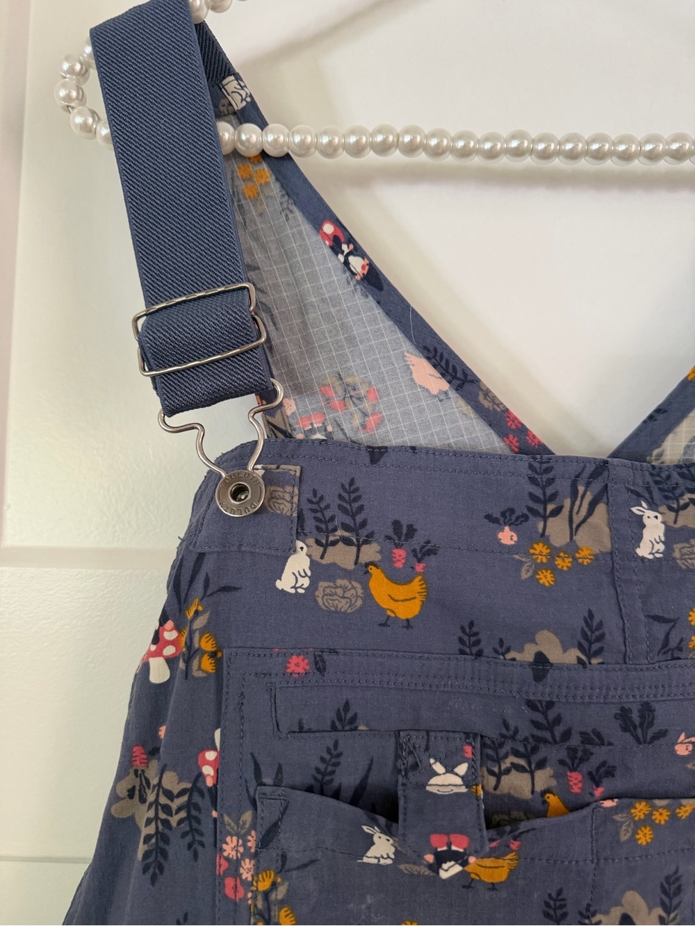 Duluth Trading Co Floral and chicken Navy Overalls - Picture 3 of 11